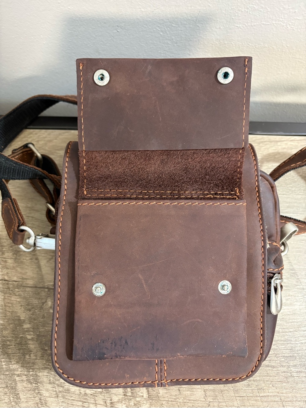 GF GIANI FRANCO Brown OILED LEATHER Cross Body BAG Festival PURSE - Picture 6 of 8